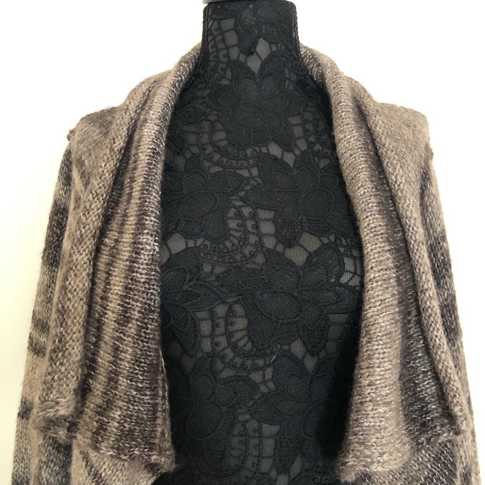 Brown Tan Draped Cardigan  Sweater - Picture 3 of 6